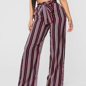 Spring  Striped Tie Waist Pants